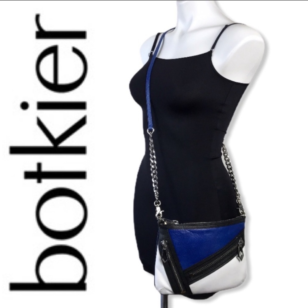Botkier Cruz Leather Colorblock Crossbody Bag Blue White Black - Picture 2 of 6